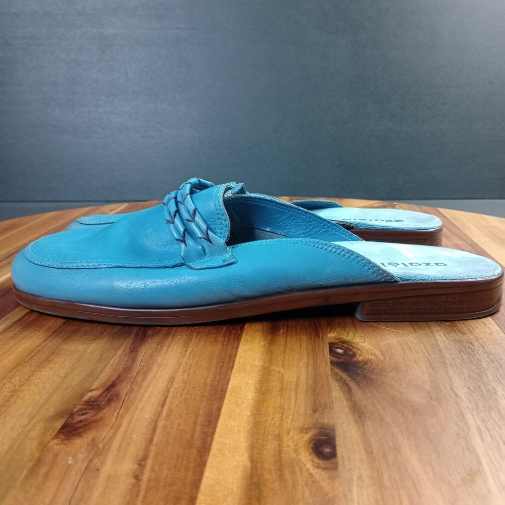 Azaleia Slip On Mule Loafers Womens‎ 8.5 M Blue Leather Brazil Comfort Slides
